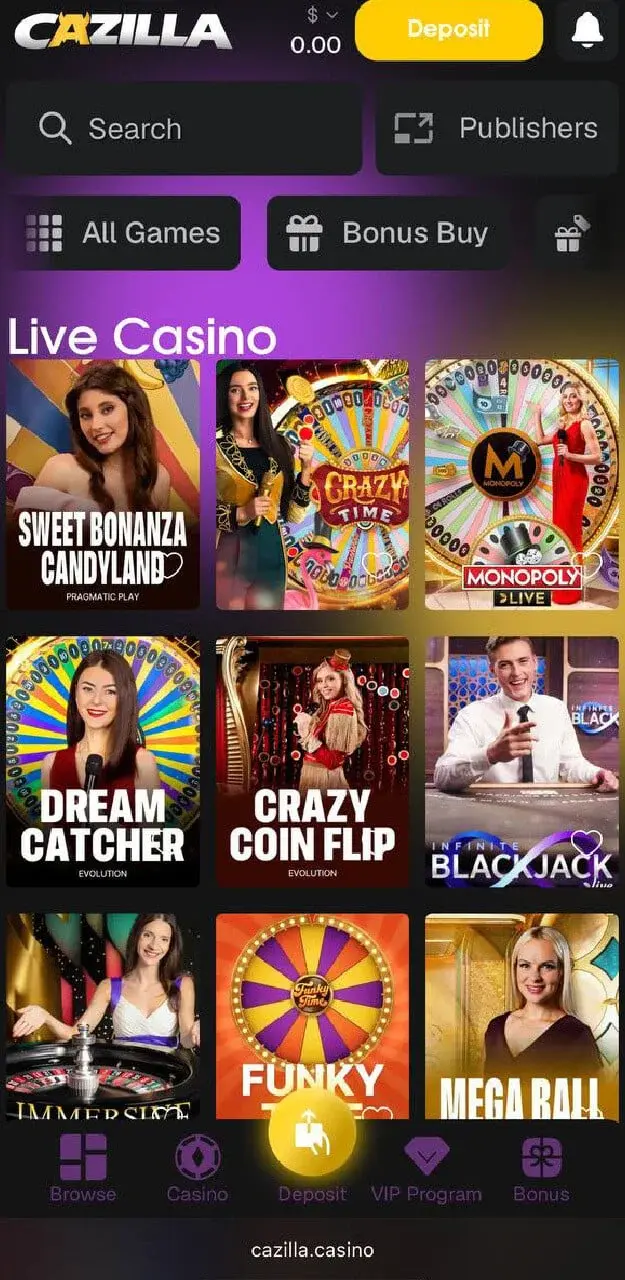 Cazilla casino screenshot